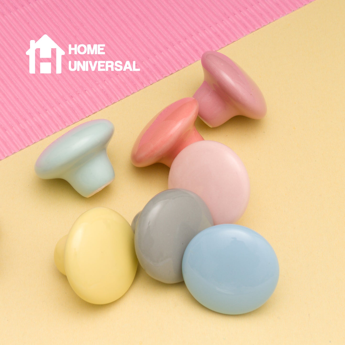 HOME UNIVERSAL | 6/12 x Pomos Armario de Cerámica de Colores Apastelados 40mm, Perillas, Pomos y Tiradores Redondas de Muebles para Cajones, Armarios, Puertas Interiores, Cocina (GRIS_APASTELADO)