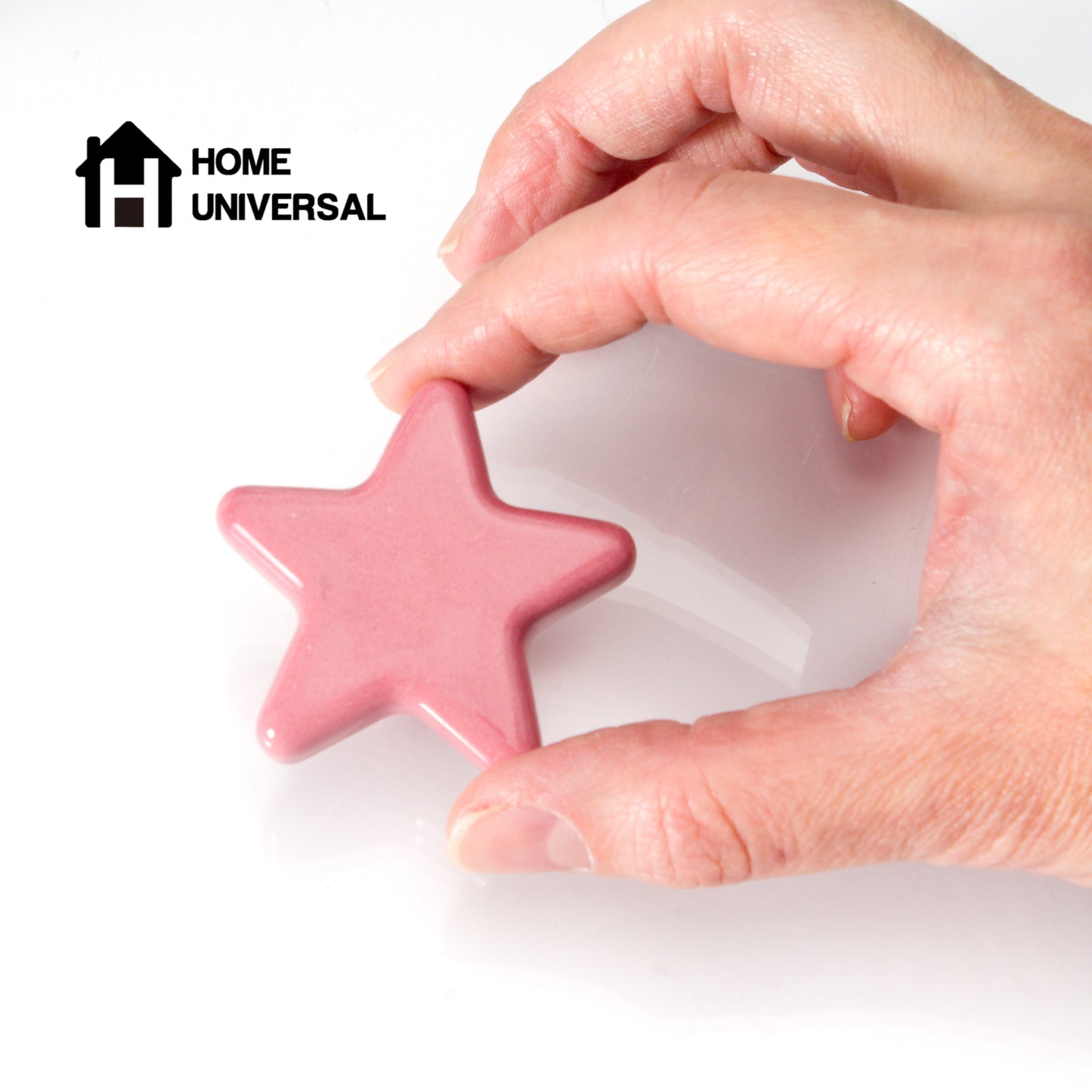 HOME UNIVERSAL | 6 Tiradores Muebles Infantiles de Cerámica | Pomos y Tiradores para habitación de niños niñas bebés | Tuerca y Tornillo incluido | (ESTRELLA_ROJA)