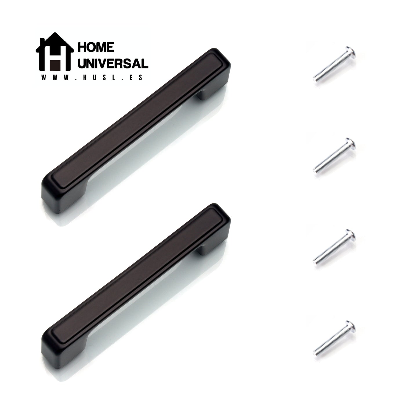 HOME UNIVERSAL | Colección NOIR I | 6 Piezas Tiradores Armario Aleación Aluminio Negro Mate, Manijas, Puxador, Pomos Muebles, Cocinas, Baños, Oficina, Cajones, Gabinete, Armario (Tirador_Recto_Marco_11CM)