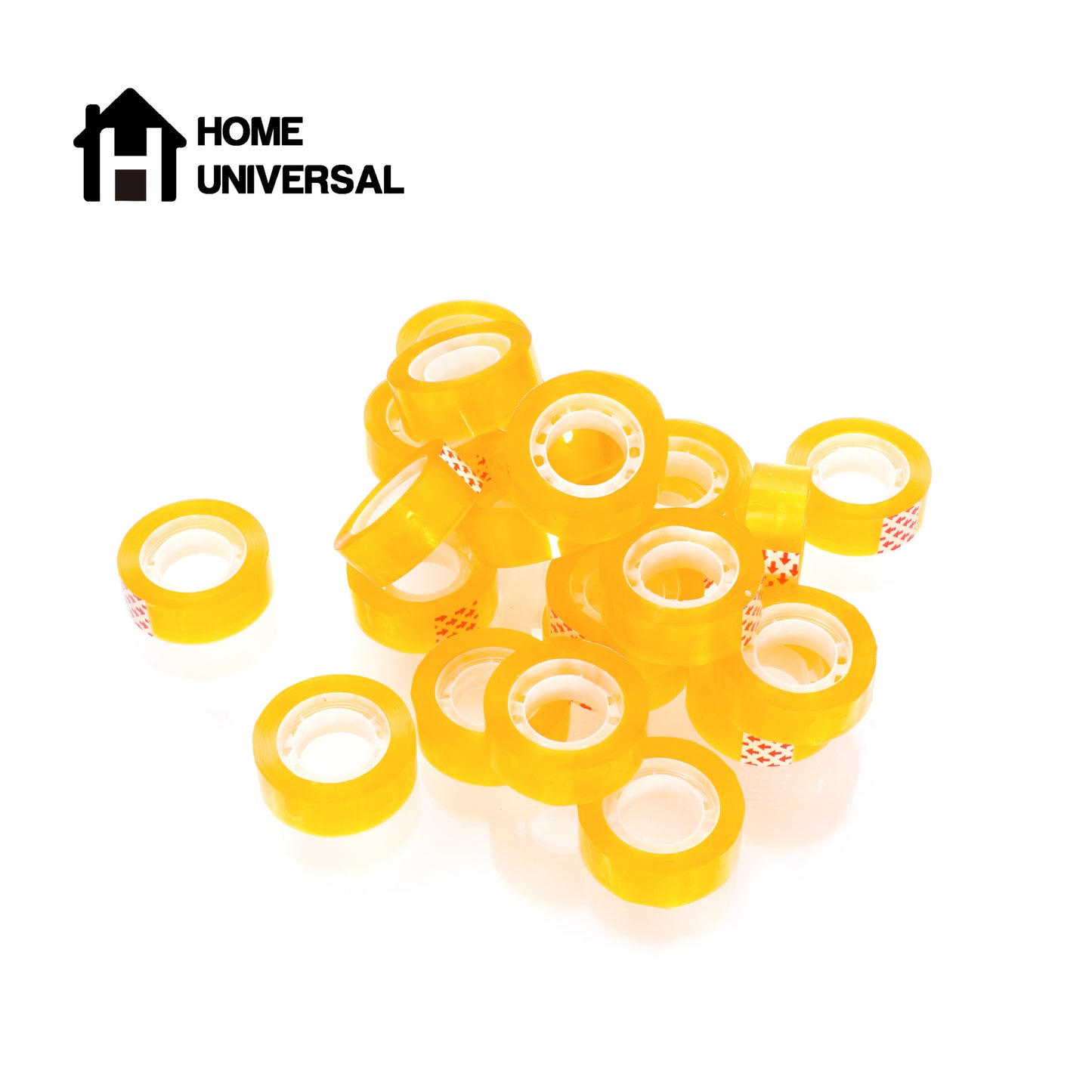 HOME UNIVERSAL | Lote Celo de Oficina 18mm*30 m | Cinta Adhesiva Transparente Escolar Oficina (Amarillo)