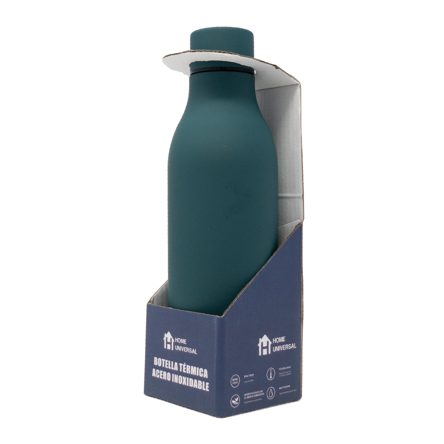 HOME UNIVERSAL | BOTELLA TERMO 550ML | TACTO SEDA (VERDE PINO)