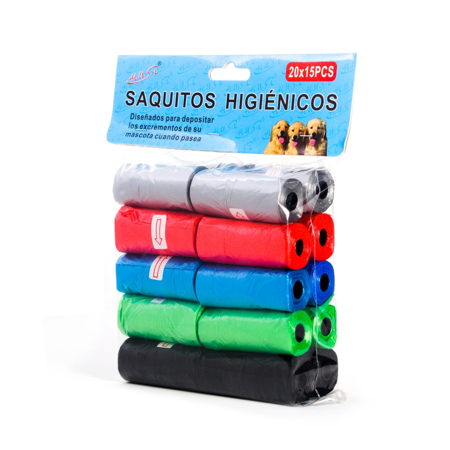 HOME UNIVERSAL | Bolsas para excrementos de perros (Pack 300 Bolsas_Colores)