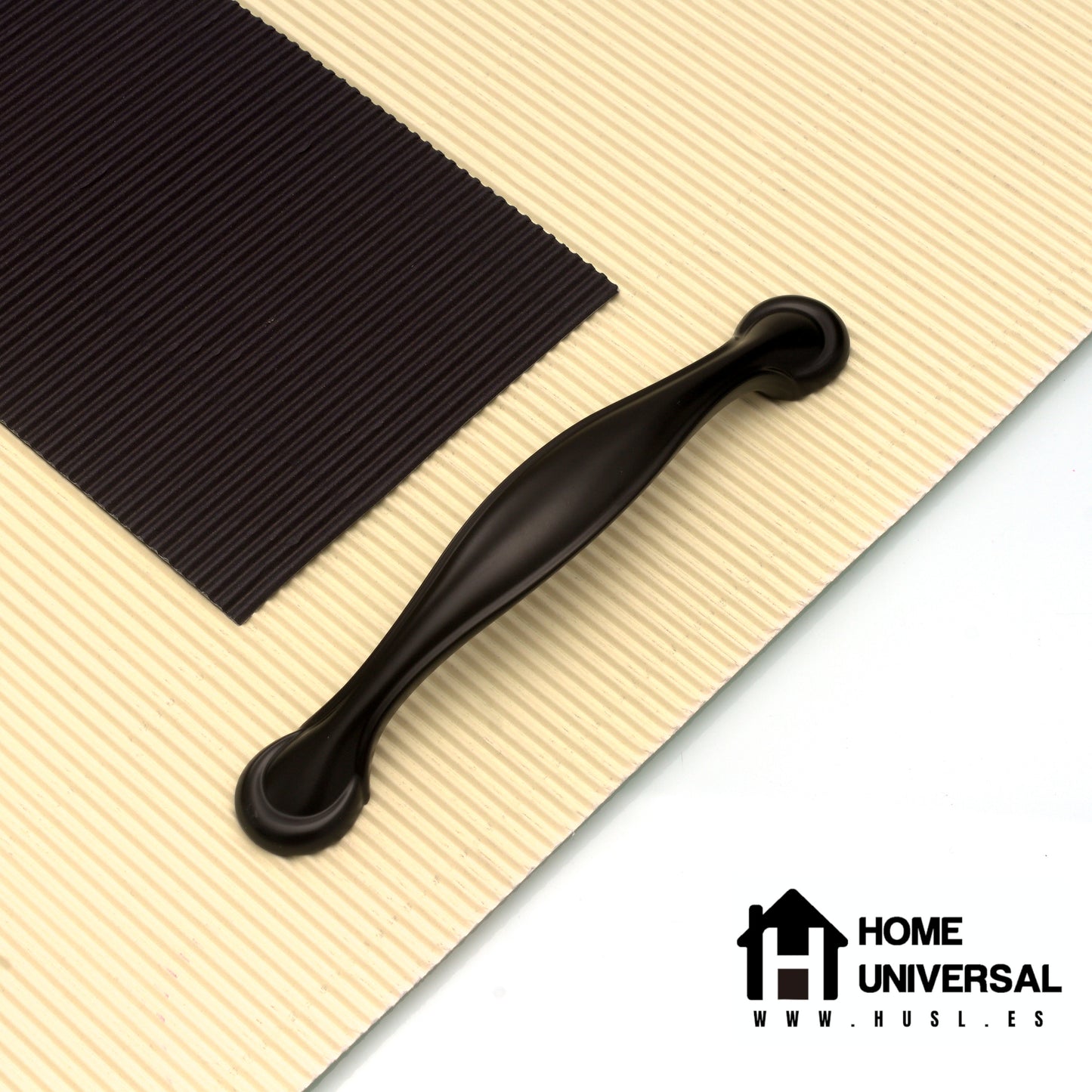 HOME UNIVERSAL | Colección NOIR I | 6 Piezas Tiradores Armario Aleación Aluminio Negro Mate, Manijas, Puxador, Pomos Muebles, Cocinas, Baños, Oficina, Cajones, Gabinete, Armario (Tirador_Arco_16.5CM)