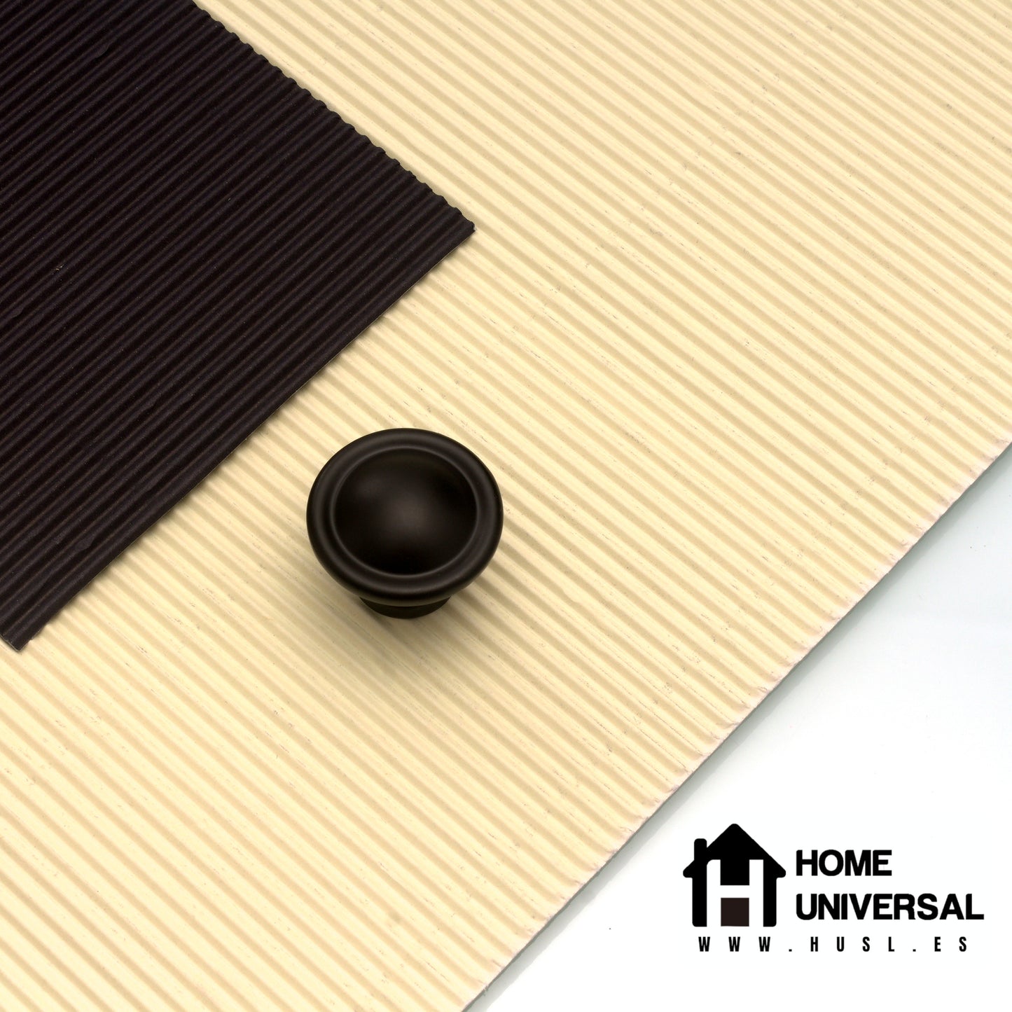 HOME UNIVERSAL | Colección NOIR I | 6 Piezas Tiradores Armario Aleación Aluminio Negro Mate, Manijas, Puxador, Pomos Muebles, Cocinas, Baños, Oficina, Cajones, Gabinete, Armario (Pomo_Redondo_Marco)