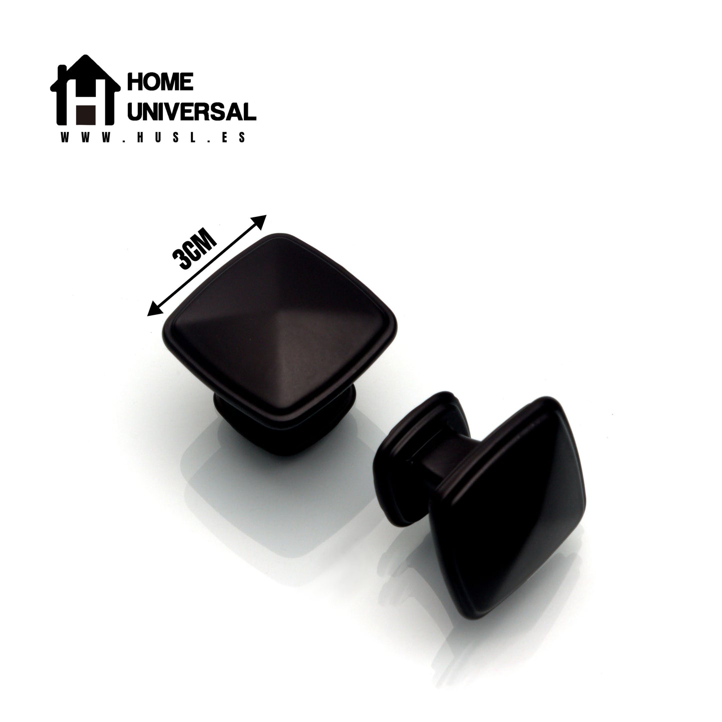 HOME UNIVERSAL | Colección NOIR I | 6 Piezas Tiradores Armario Aleación Aluminio Negro Mate, Manijas, Puxador, Pomos Muebles, Cocinas, Baños, Oficina, Cajones, Gabinete, Armario (Pomo_Octaedro)