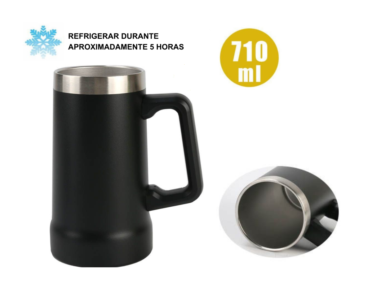 Home Universal ® Jarra Termo de Acero Inoxidable para Cerveza (Negro) - Mantiene Frío hasta 5 Horas | Perfecta para Camping