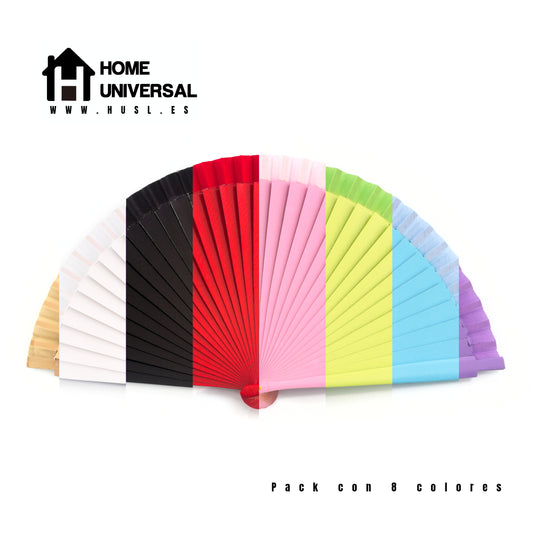 HOME UNIVERSAL Abanicos Madera Liso 23CM, Detalles para los Invitados, Regalos de Boda, Fiesta, Comunión o Bautizo (23cm_Multicolor)