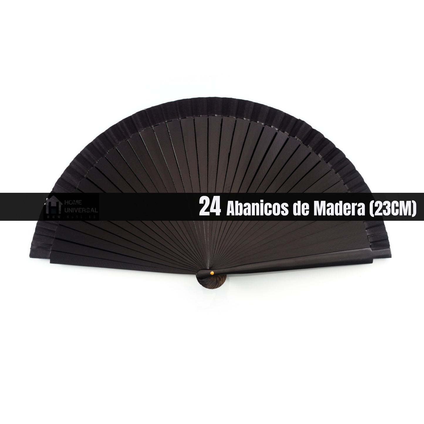 HOME UNIVERSAL Abanicos Madera Liso 23CM, Detalles para los Invitados, Regalos de Boda, Fiesta, Comunión o Bautizo (23cm_Negro)