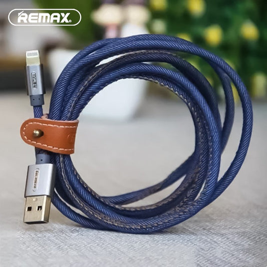 REMAX RC-096i Cable con Tela de Jean, Cable de USB a iPhone de 120cm/180cm,Cable para Cargar Móvil o Pasar Datos, 2.0A