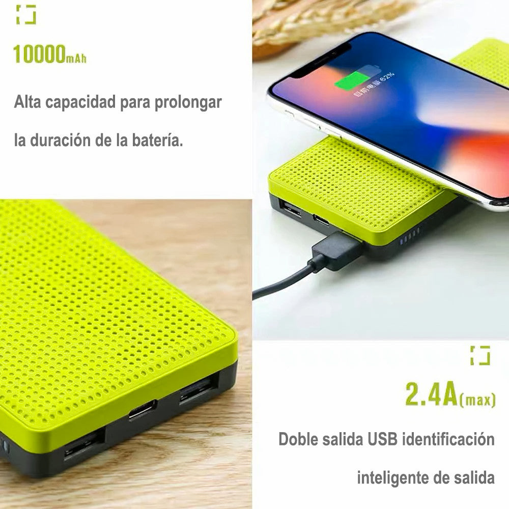 Powerbank RPP-103, Cargador portátil inalámbrico, Banco de energía 10000 mAh con Panel de silicona para móviles inteligentes