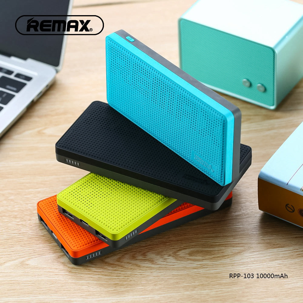 Powerbank RPP-103, Cargador portátil inalámbrico, Banco de energía 10000 mAh con Panel de silicona para móviles inteligentes