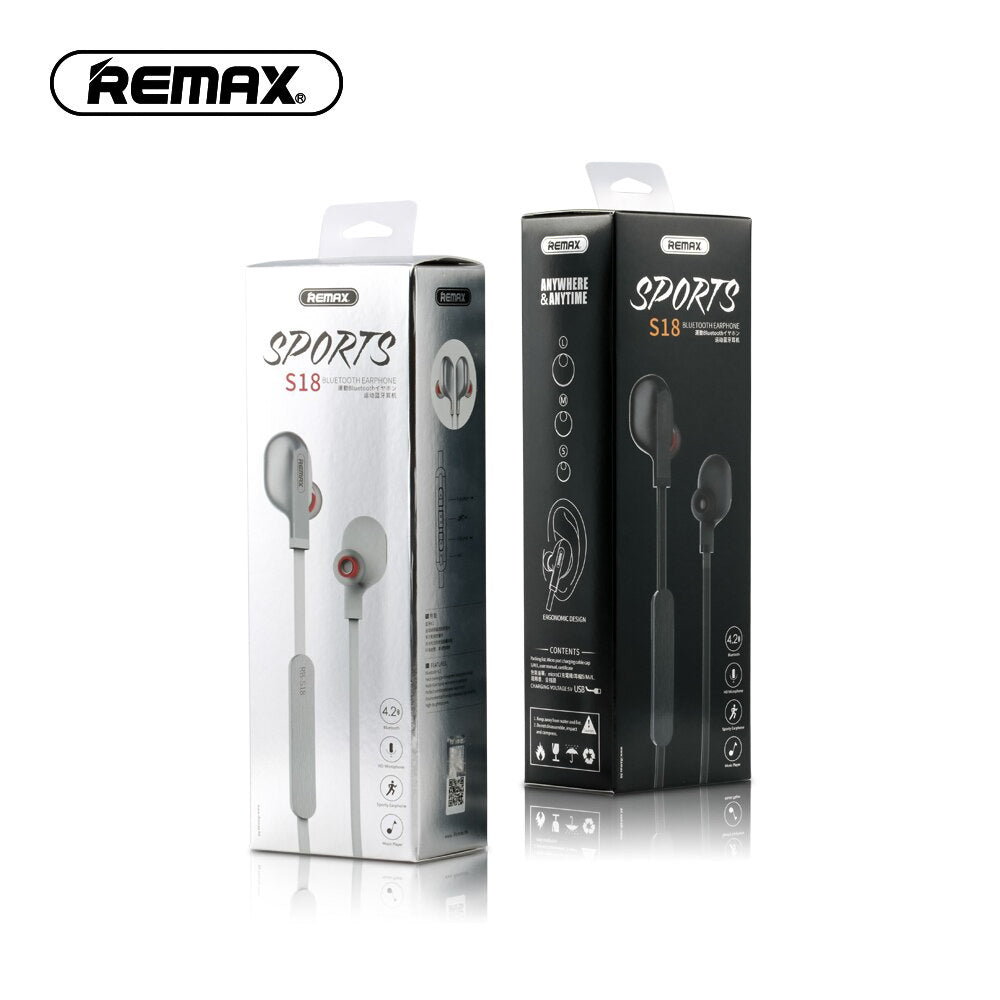Auricular inalámbrico REMAX RB-S18, funciona por Bluetooth, Auriculares Deportivos Magnéticos In-Ear Inalámbricos con micrófono HD