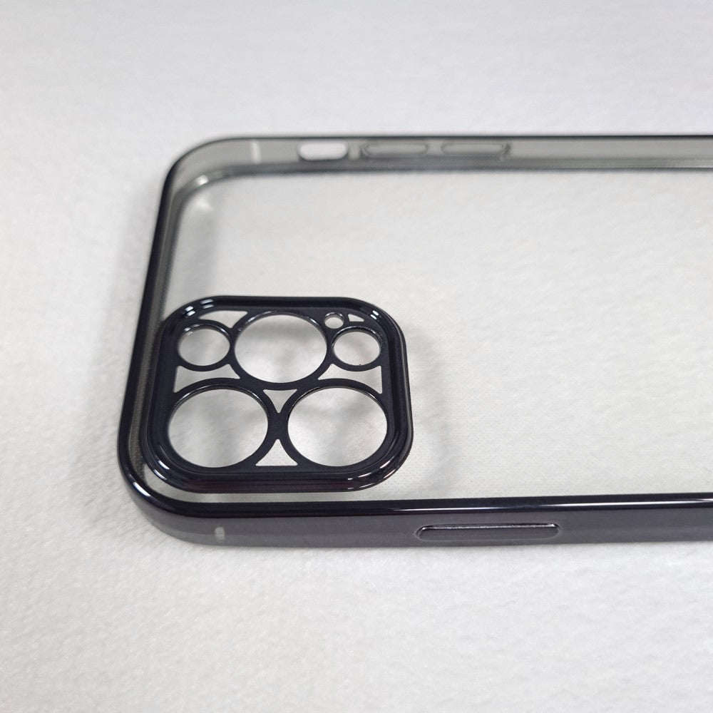 Funda rígida iPhone 12 Pro Max con protector de cámara metal (negro) 