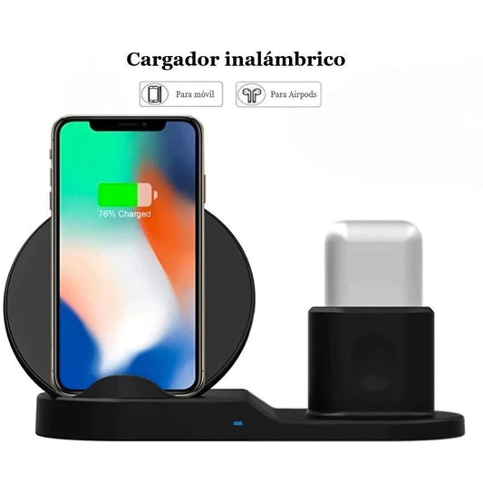 T.REMAX 2 en 1 Cargador de teléfono inalámbrico de 10W,base de carga rápida, para móviles con carga inalámbrica y Airpods 1/2 generación