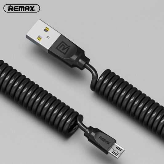 REMAX RC-117m Cable Espiral USB Corto y Flexible 2.4A de Micro USB, Cable para Carga de Teléfono Móvil o Pasar Datos, 24-40cm