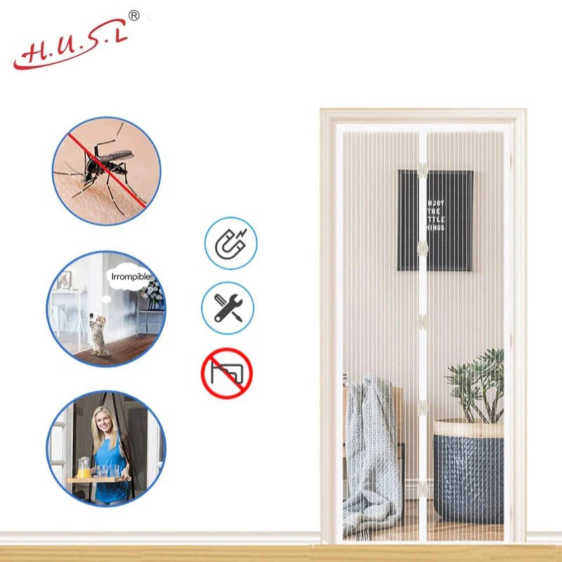 Mosquitera Puerta Magnética, HUSL 140x230cm Corredera Cortina Mosquitera Magnética, para Sala de Estar, Dormitorio, Balcón--para Puertas de Madera