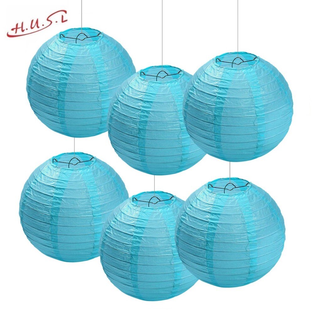 Farol Japonés, Farolillos de papel,20cm,25cm,30cm,40cm De Papel, Pantalla Papel Redondo, Para Bodas, Cumpleaños, Decoraciones Para Jardín, Salón, Patio, Color Liso-Azul