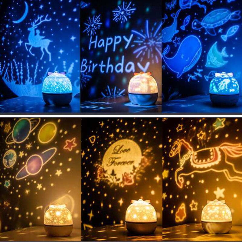 Luz Nocturna, Proyector Infantil Del Techo y La Pared, Con Caja De Música, Regalos para niños, Decoración De Habitación, Multicolores