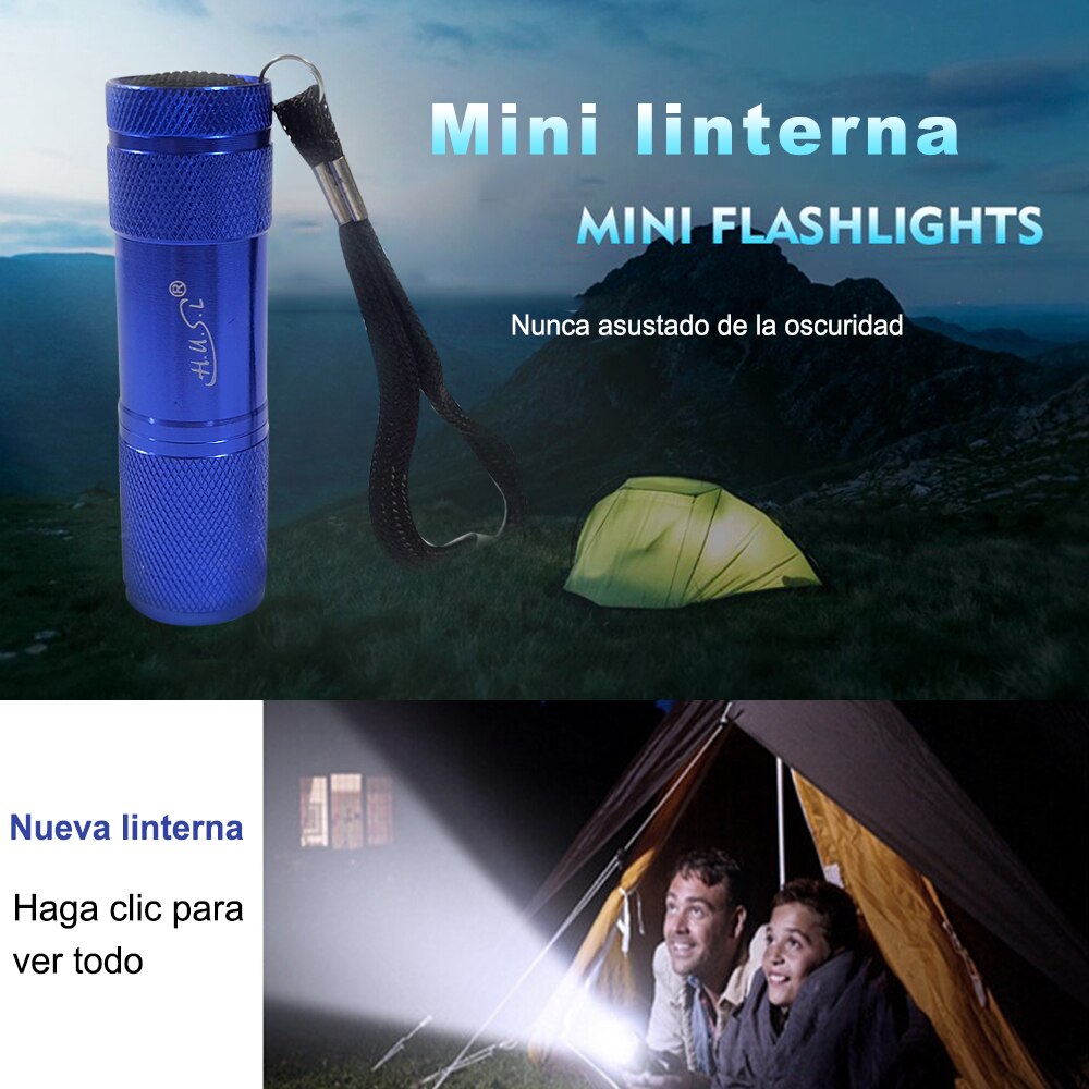 HUSL Linterna LED Táctica Alta Potencia con 6 pilas AAA Linterna camping  Para Caza al Aire Libre, Ciclismo, Camping, Montañismo (2 PACK)
