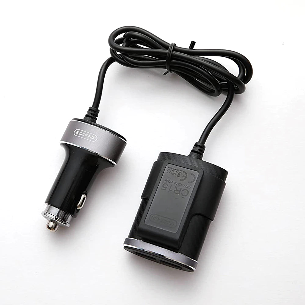 Cargador de Coche 2+ 2 Puertos de USB,DC12-24V, 5.1A (Max),Cable de 87cm,Cargador Mechero para Móvil y Tablet