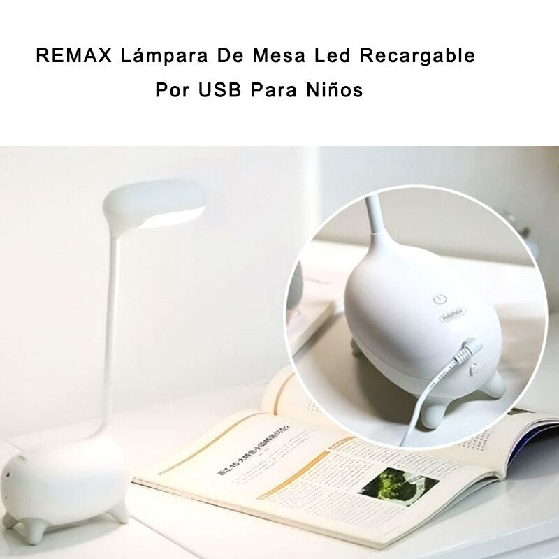 REMAX Lámpara De Mesa Led Recargable Por USB Para Niños, Con Protección Ocular,3 Modos De Iluminación, Brillo Ajustable, Regulable