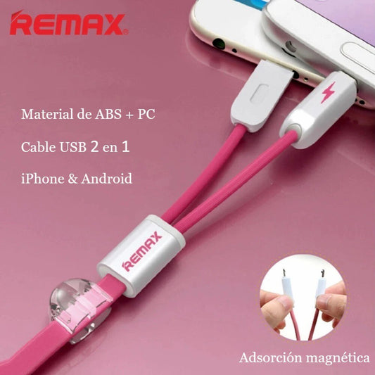 REMAX RC-025t Cable 2 en 1 de USB a Lightning(iPhone)/Micro USB, Cable para Cargar Teléfono Móvil o Pasar Datos, 2.0A,100cm