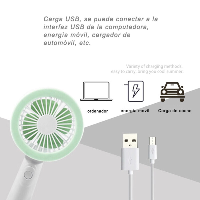 Mini Ventilador De Mano Batería Recargable, Silencioso Para El Hogar/De Mano, Portátil, Recargable Con Cable Micro USB