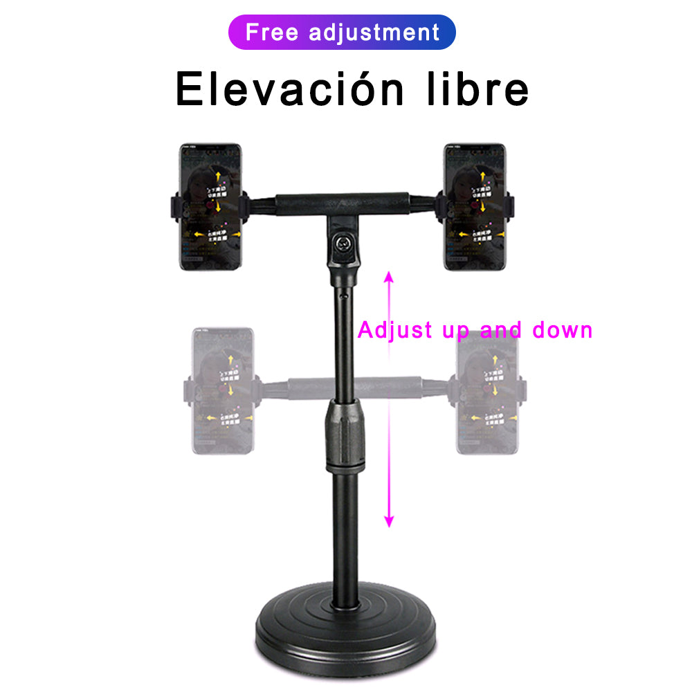 Soporte Universal Retráctil Doble para Teléfono Móvil en Vivo Soporte de Escritorio, para transmisión en vivo, vídeos de Youtube