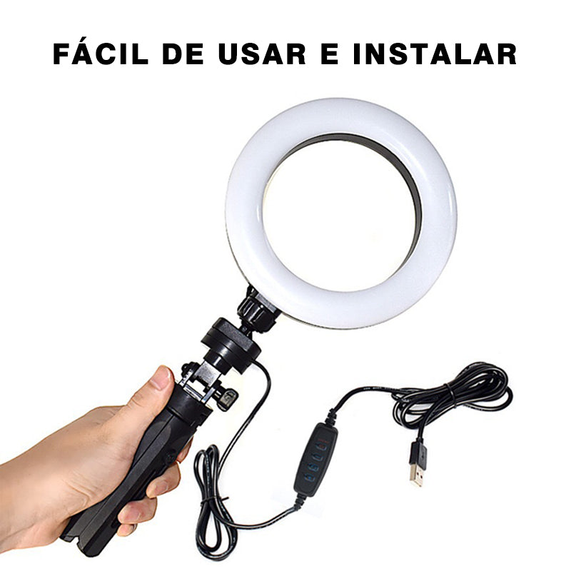 Anillo de Luz Relleno LED 6"/16CM con Trípode, Mini Lámpara de Escritorio de Cámara LED, para Youtube, Maquillaje,TikTok, Vídeo