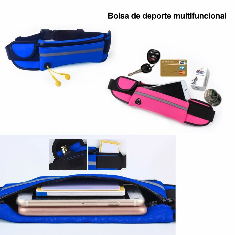 EA-55 Bolsa de Móvil para Correr, Riñonera Deportiva, con Diseño para Cascos, Llave y Botella de Agua, para Móviles Hasta 6.7 Pulgadas