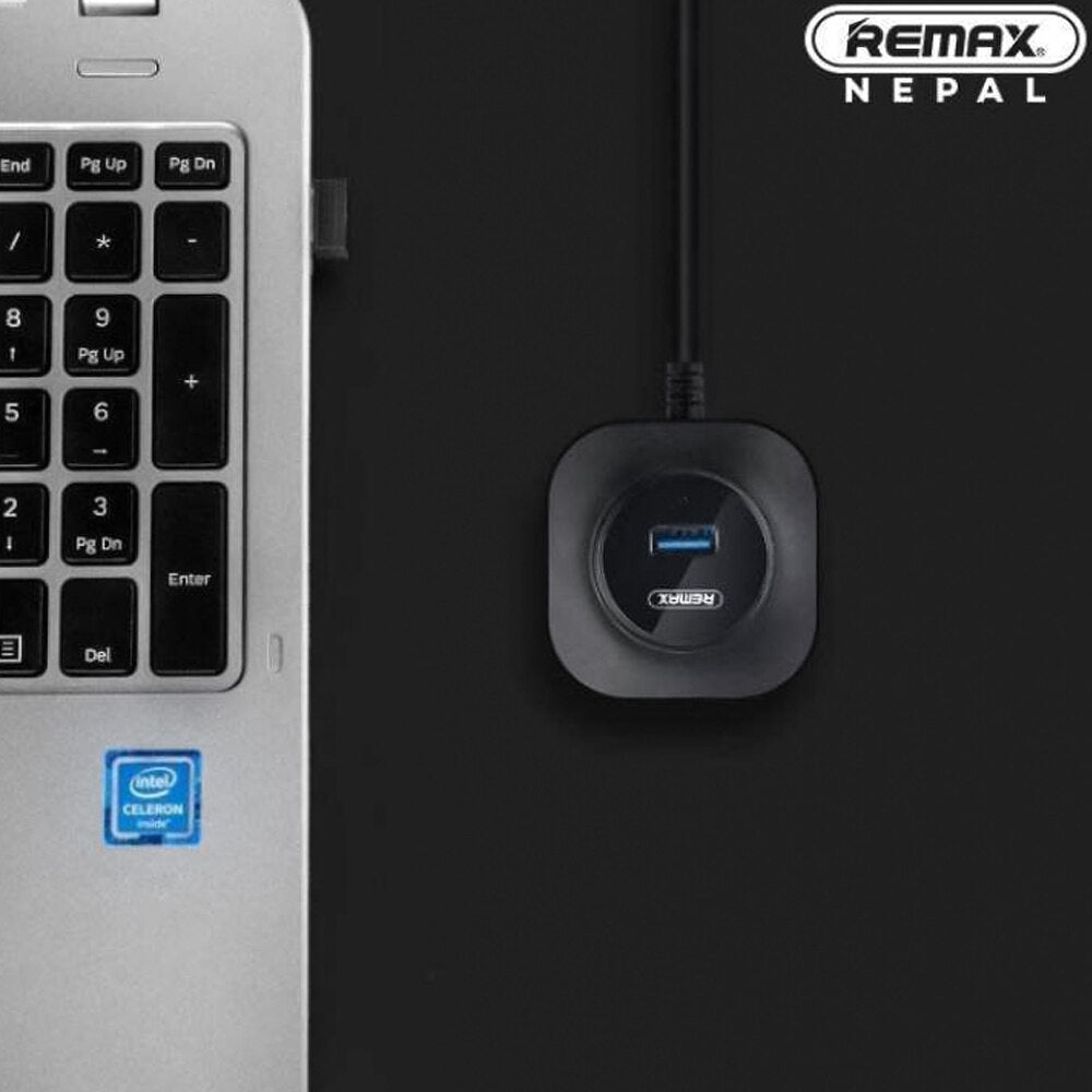 REMAX RU-U8 Hub USB 3.0 de 4 Puertos, Divisor USB de Alta Velocidad para Conectar con Disco Duro Externo, Pen Drive, Ratón, Teclado, Móvil, Cámaras