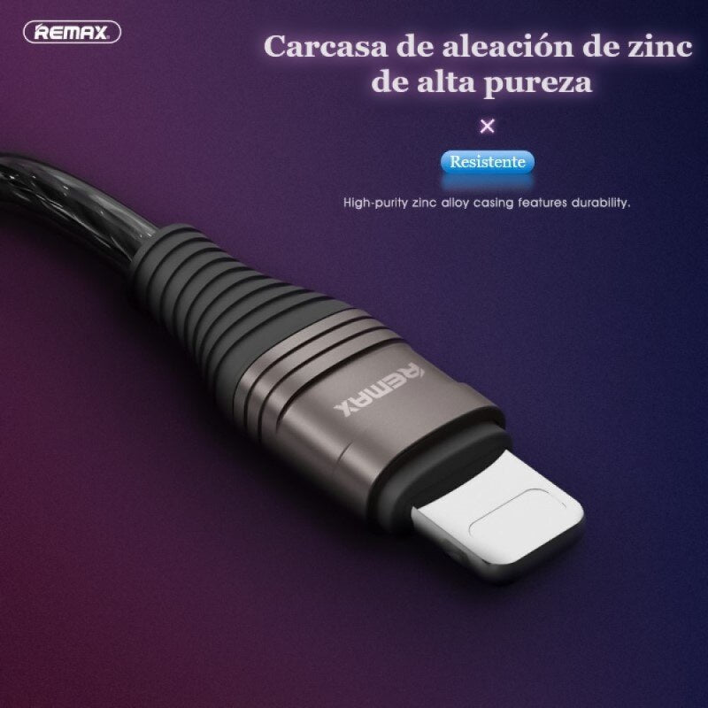 REMAX RC-130 Cable luminoso Inteligente 2.0A de USB a iPhone/Tipo C/Micro USB, Cable para Cargar Móvil o Pasar Datos,100cm