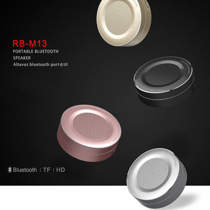 Altavoz Inalámbrico Portátil RB-M13 con BLUETOOTH, con Tarjeta TF y Micrófono HD, Mini altavoz portátil de metal con reproductor de Tarjeta TF