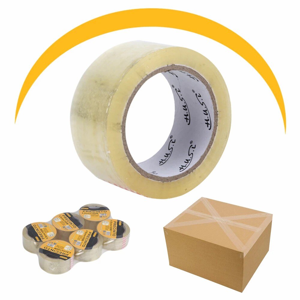 HUSL Cinta Adhesiva Marrón 48mm*100M 6 Rollos para paquetes, transporte, Extrafuerte y Resistente Cinta Embalar adhesiva precinto