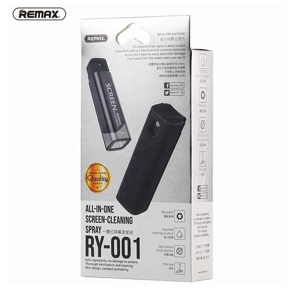 REMAX RY-001 Spray de Limpieza de Pantalla Integrada, Limpiador de Pantalla de Móvil / Tablet / Pantalla de Ordenador