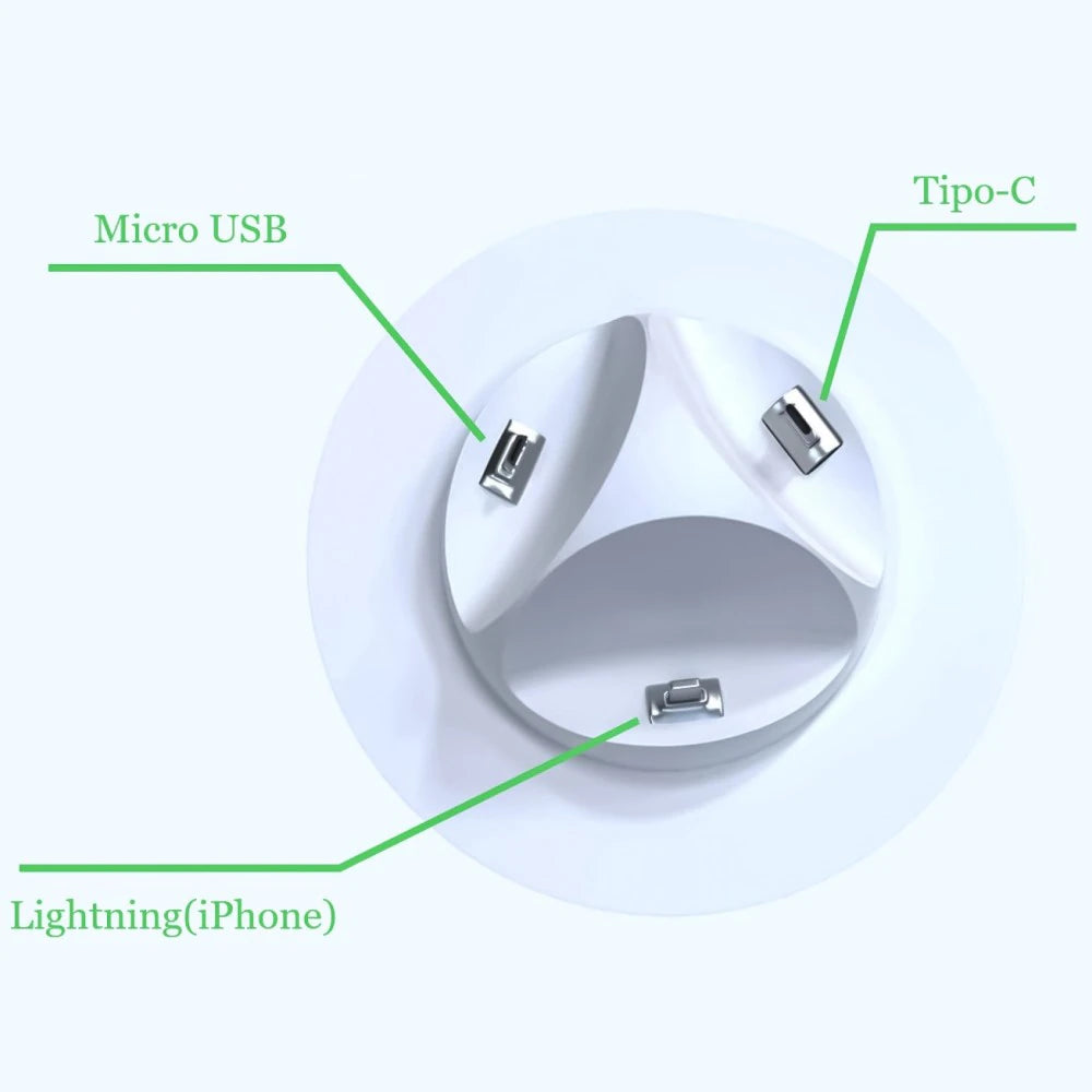 Cargador 3 en 1 de Teléfono Inalámbrico de 5W, Base de Carga, para Teléfono Inteligente, Android y Móviles iPhone que Tienen Carga Inalámbrica