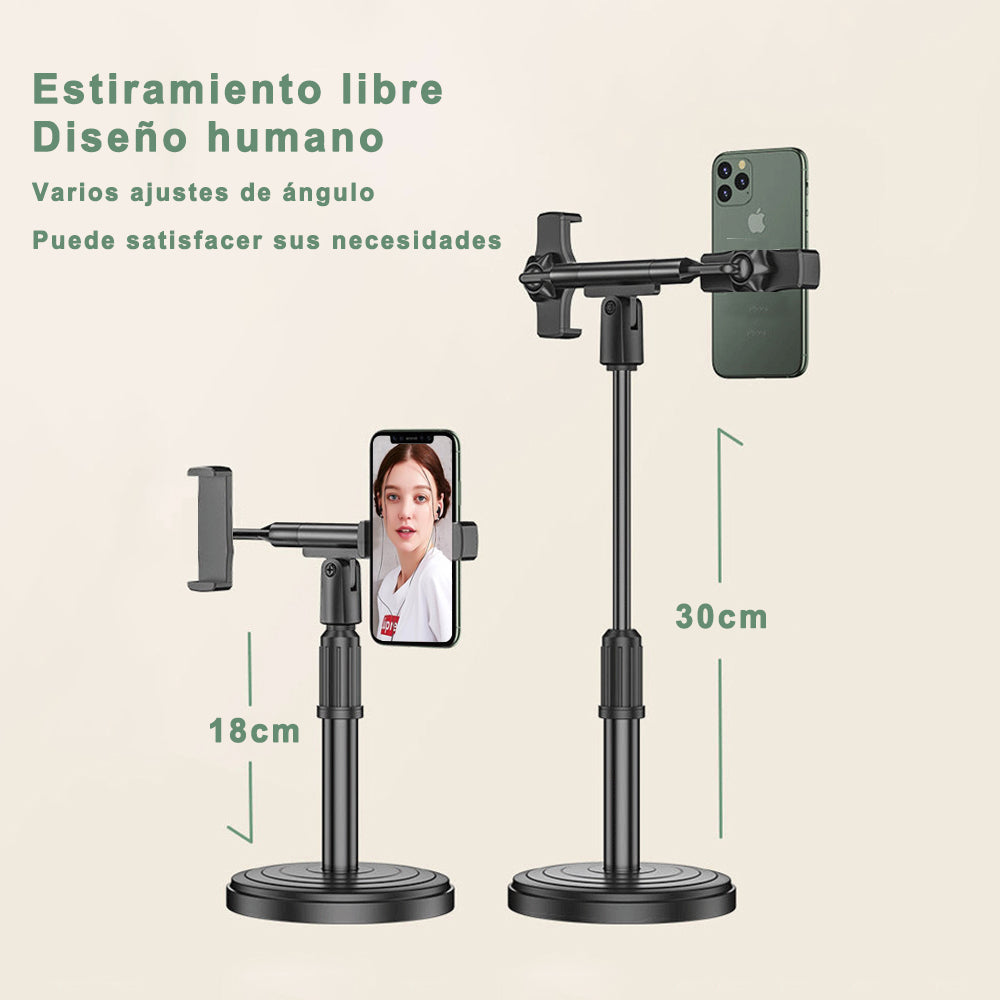 Soporte Universal Retráctil Doble para Teléfono Móvil en Vivo Soporte de Escritorio, para transmisión en vivo, vídeos de Youtube