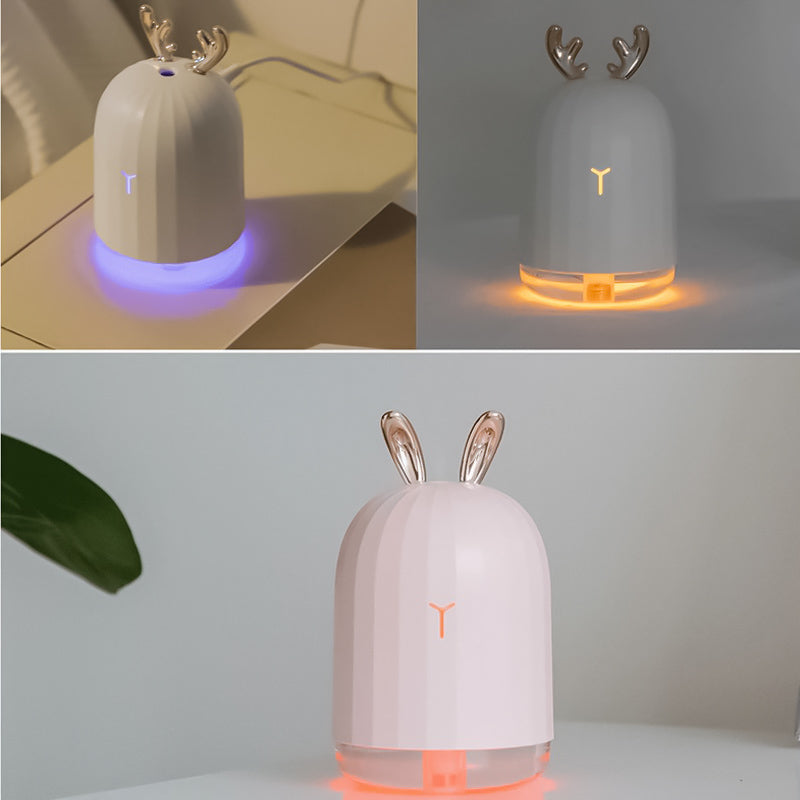 Humidificador de Ciervo Creativo, Difusor de aceites esenciales portátil USB Luces De Noche De Colores Mini humidificador