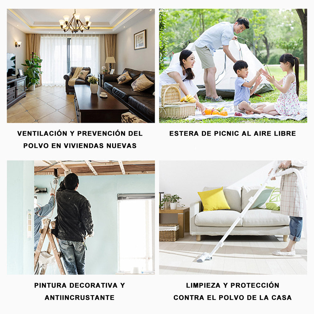 HUSL PLÁSTICO CUBRETODO ESTÁNDAR 3 PIEZAS, PROTECTOR PARA CUBRIR MUEBLES, PARA INTERIOR Y EXTERIOR HUMEDAD, TAREAS DE PINTURA