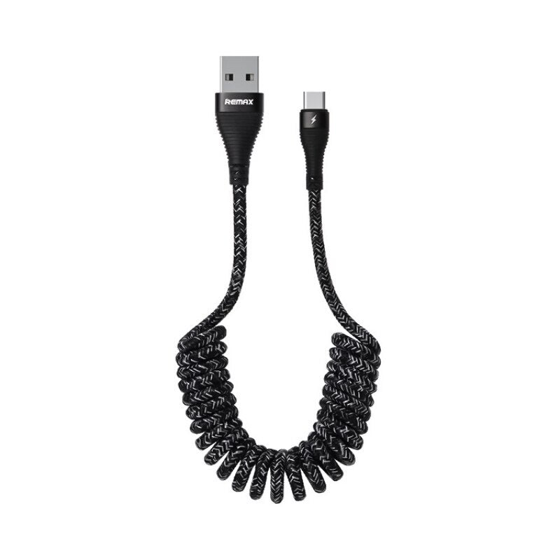 REMAX RC-139 Cable Espiral USB Corto y Flexible 2.1A de iPhone/Tipo C/Micro USB, Cable para Cargar Teléfono Móvil o Pasar Datos, 28-60cm